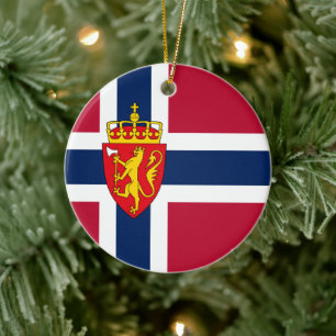Norway Flag/ Coat of Arms Ceramic Ornament