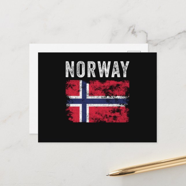 Norway Flag Distressed - Norwegian Flag Postcard (Front/Back In Situ)