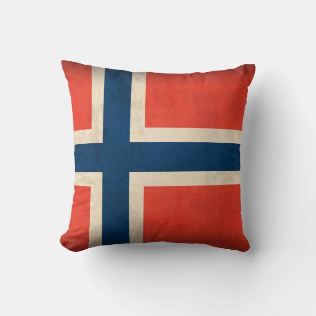 Norway Flag Distressed Pillow (Front)