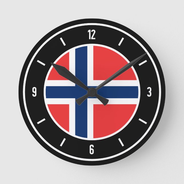 Norway Flag Elegant Round Clock (Front)