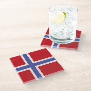 Norway flag glass coaster