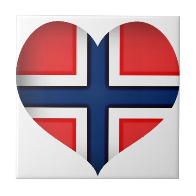 Norway Flag Heart Ceramic Tile (Front)