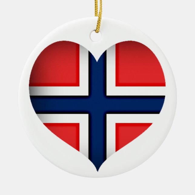 Norway Flag Heart Ceramic Tree Decoration (Front)