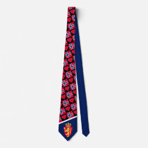 Norway Flag Heart Coat of Arms Norwegian Pride Tie