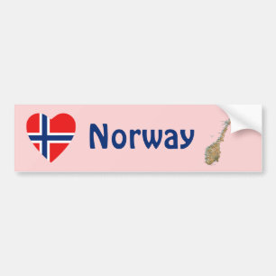 Norway Flag Heart + Map Bumper Sticker