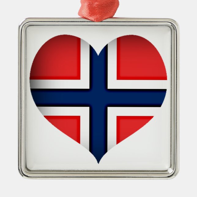 Norway Flag Heart Metal Ornament (Front)
