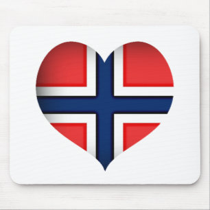 Norway Flag Heart Mouse Pad