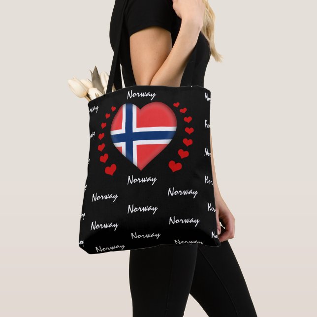 Norway Flag & Heart, Norwegian Flag fashion /sport Tote Bag (Close Up)