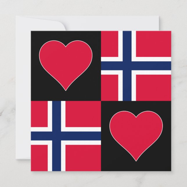 Norway Flag Heart Patriotic Norwegian Greeting Card (Front)