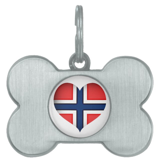 Norway Flag Heart Pet Tag (Front)