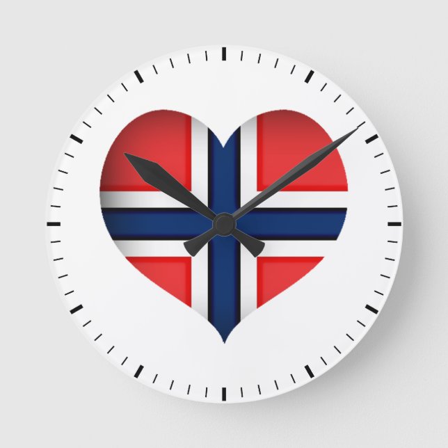 Norway Flag Heart Round Clock (Front)