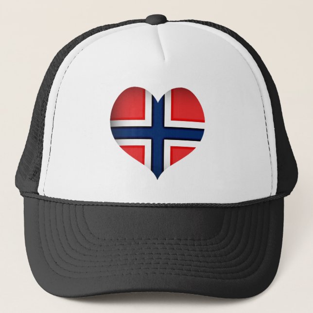 Norway Flag Heart Trucker Hat (Front)