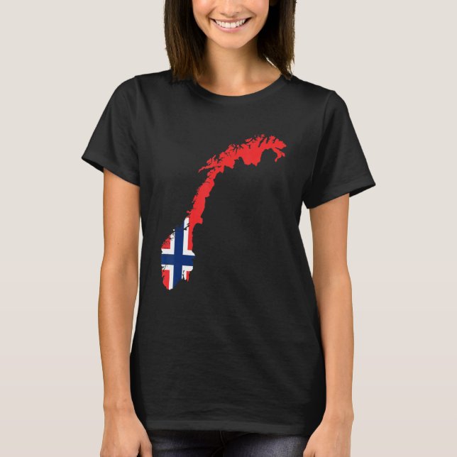 Norway flag in Norway outline Norway T-Shirt (Front)