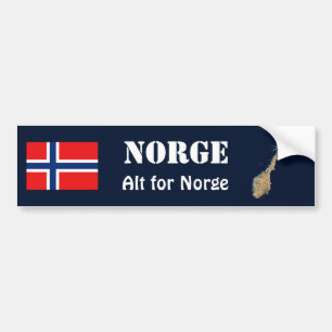 Norway Flag + Map Bumper Sticker