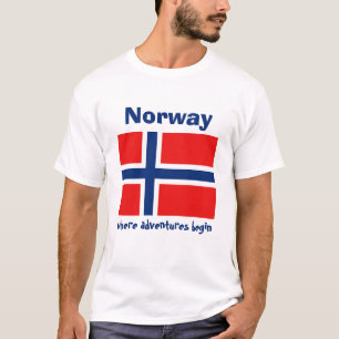 Norway Flag + Map + Text T-Shirt
