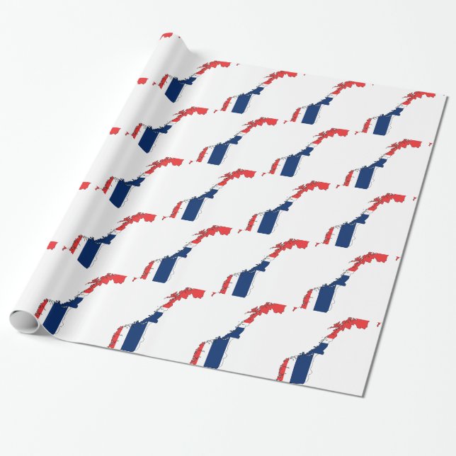 Norway Flag Map Wrapping Paper (Unrolled)