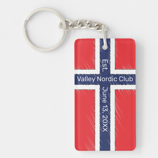 Norway Flag Personalised Name or Initials Design Key Ring (Front)