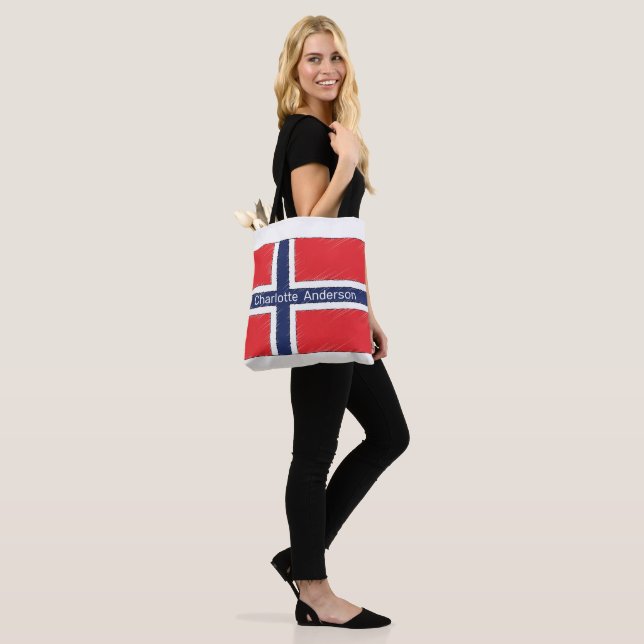 Norway Flag Personalised Name or Initials Design Tote Bag (On Model)