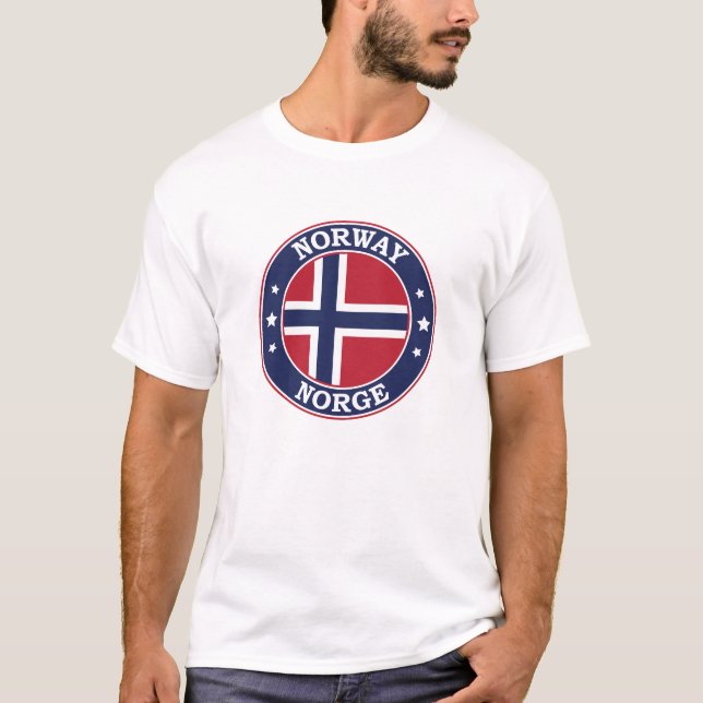 Norway Flag Round Circle Emblem T-Shirt (Front)