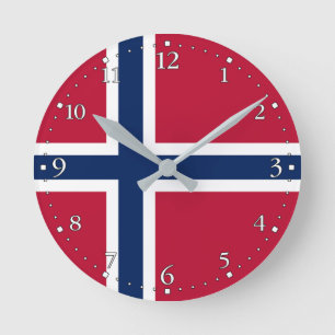 Norway Flag Round Clock