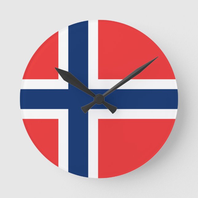 Norway Flag Round Clock (Front)