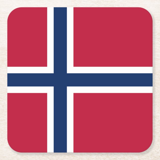 Norway Flag Square Paper Coaster (Front)