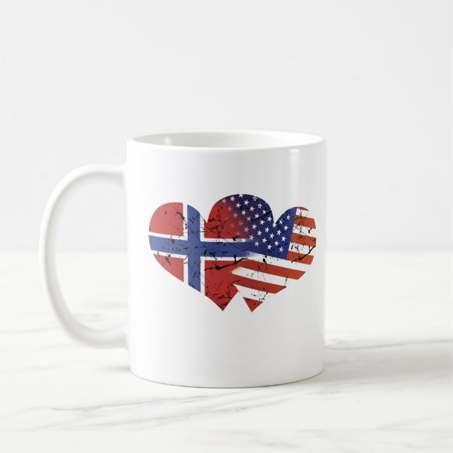 Norway Flag USA Flag Norwegian Independence Day Coffee Mug (Left)