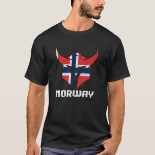 Norway Flag Viking Helmet Scandinavia Norge Souven T-Shirt