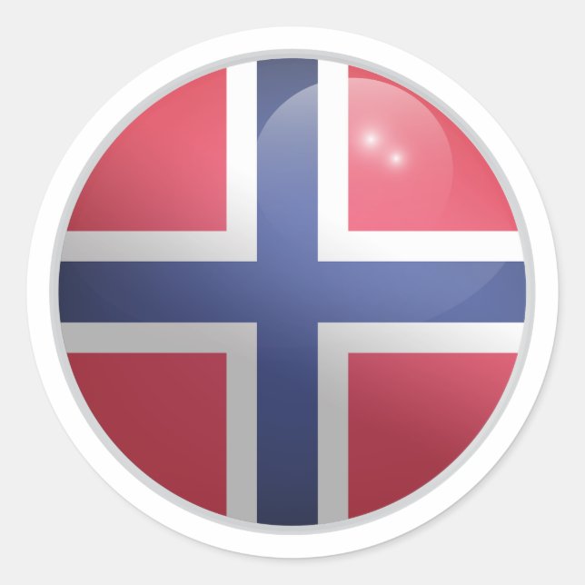 Norway Glossy Circle Flag Classic Round Sticker (Front)