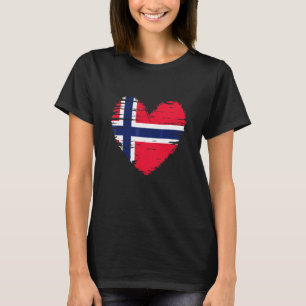 Norway Heart Norwegian Flag Norwegian Pride T-Shirt