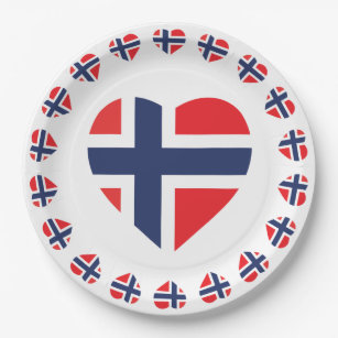 NORWAY HEART SHAPE FLAG PAPER PLATE