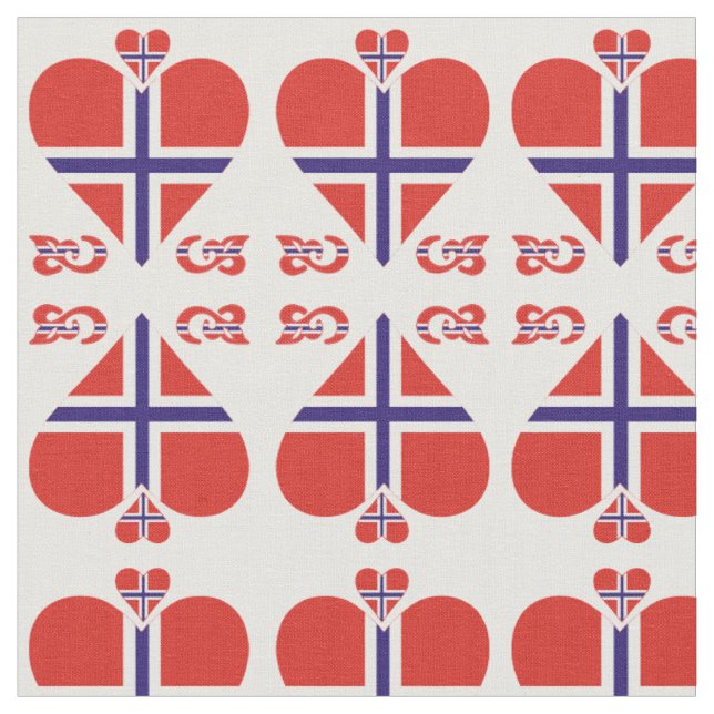 Norway Hearts and Swirls pattern Fabric (Close Up)