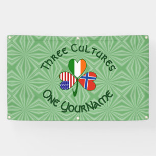 Norway Ireland USA Shamrock Flag Personalised  Banner