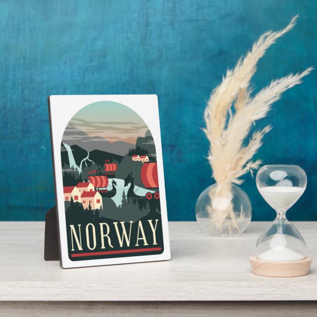 Norway Landscape Vintage Travel Postcard Plaque (Side)