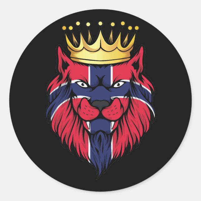 Norway  Lion King Flag Classic Round Sticker (Front)