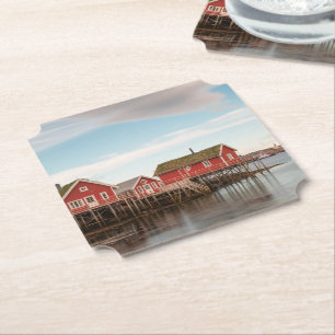 Norway Lofoten Fishing Village Paper Coaster