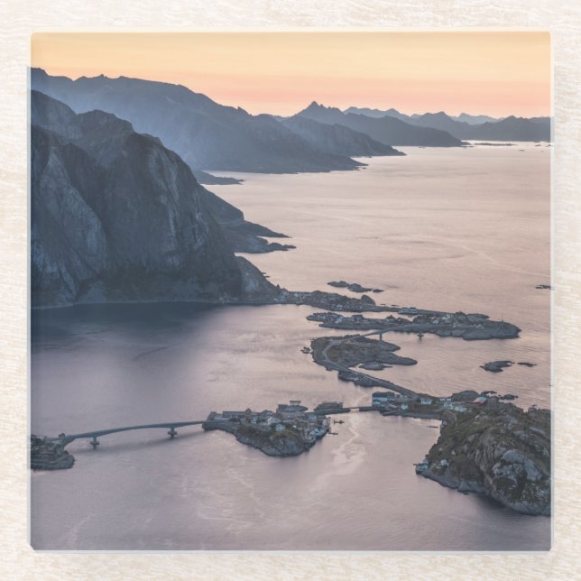 Norway Lofoten Islands Glass Coaster (Front)