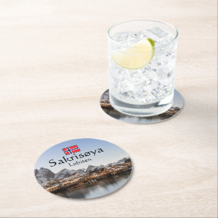 Norway Lofoten Islands Round Paper Coaster