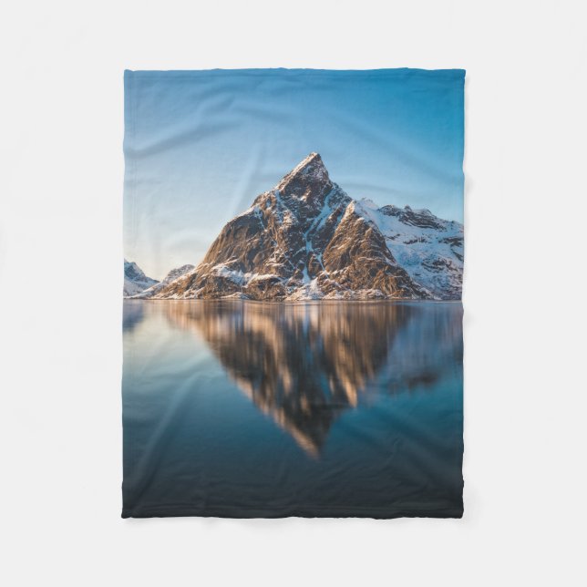 Norway Lofoten Mountain Fleece Blanket (Front)