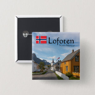 Norway Lofoten Reine 15 Cm Square Badge