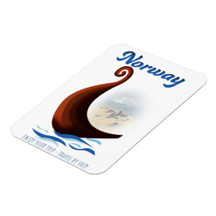 Norway long boat travel poster magnet
