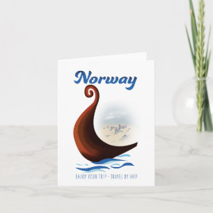 Norway long boat travel poster note card