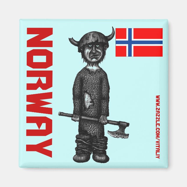 Norway magnet with funny viking (Front)