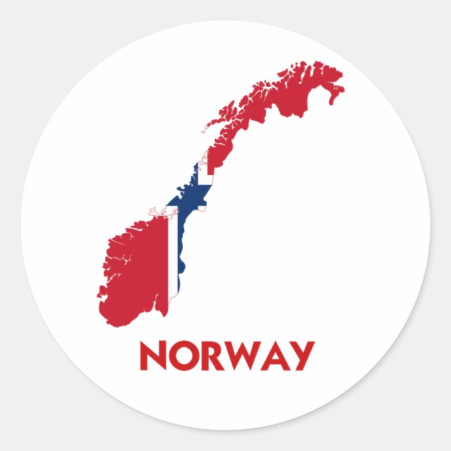 NORWAY MAP CLASSIC ROUND STICKER (Front)