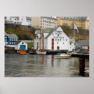 Norway, Marina at the head of a fjord Poster
