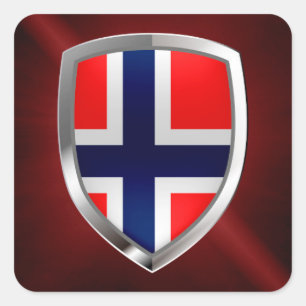 Norway Metallic Emblem Square Sticker