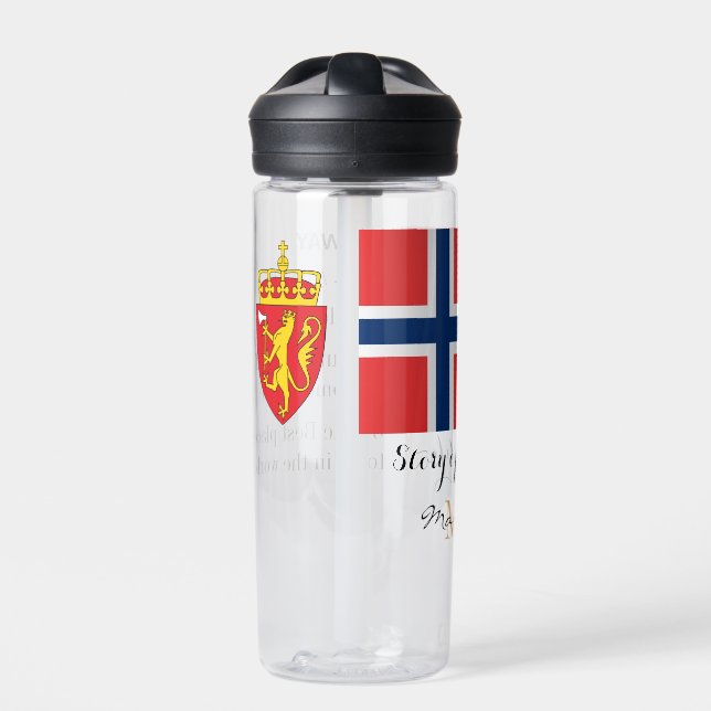 NORWAY - monogrammed, Fun Text, Norwegian flag Water Bottle (Front)