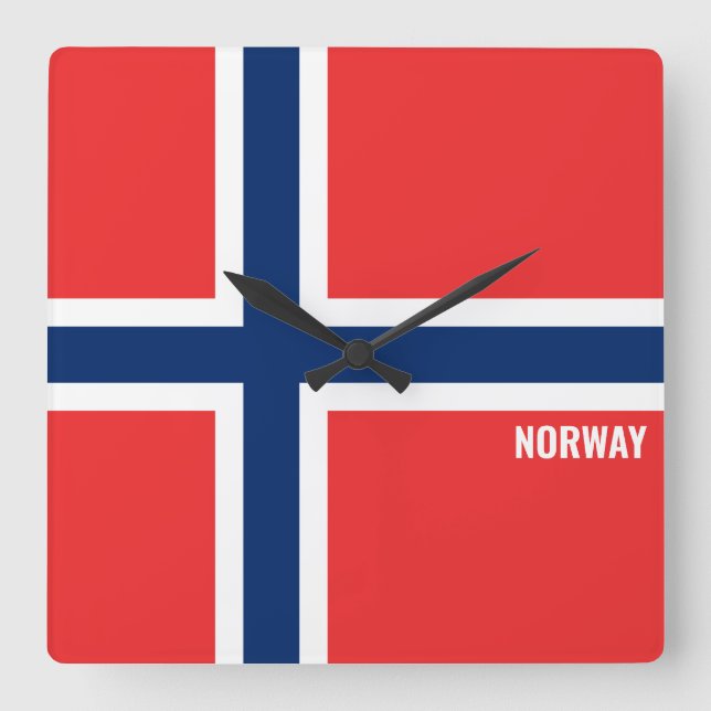 Norway National Flag Patriotic Square Wall Clock (Front)