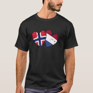 Norway Netherlands Hearts Flag Norwegian Dutch Fri T-Shirt