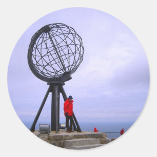 Norway, North Cape, globe symbol Classic Round Sticker